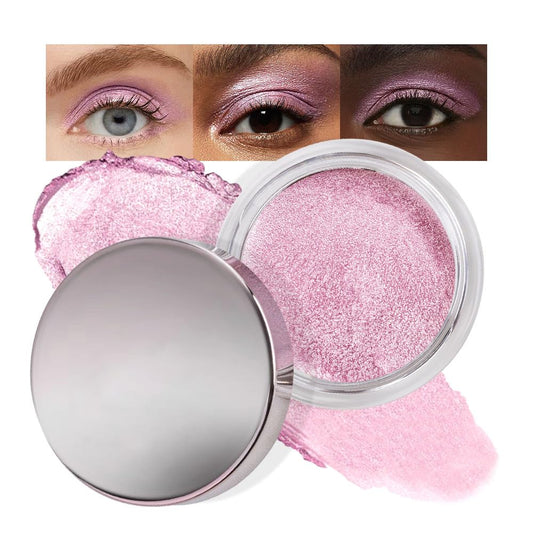 Cream Glitter Soft Pink Shimmer Metallic Eyeshadow Palette Makeup, Natural Single Mini Instant Holographic Eyeshadow For Women, Sombras Crema Para Ojos, Talc, Paraben & Cruelty Free-Velvo Beauty
