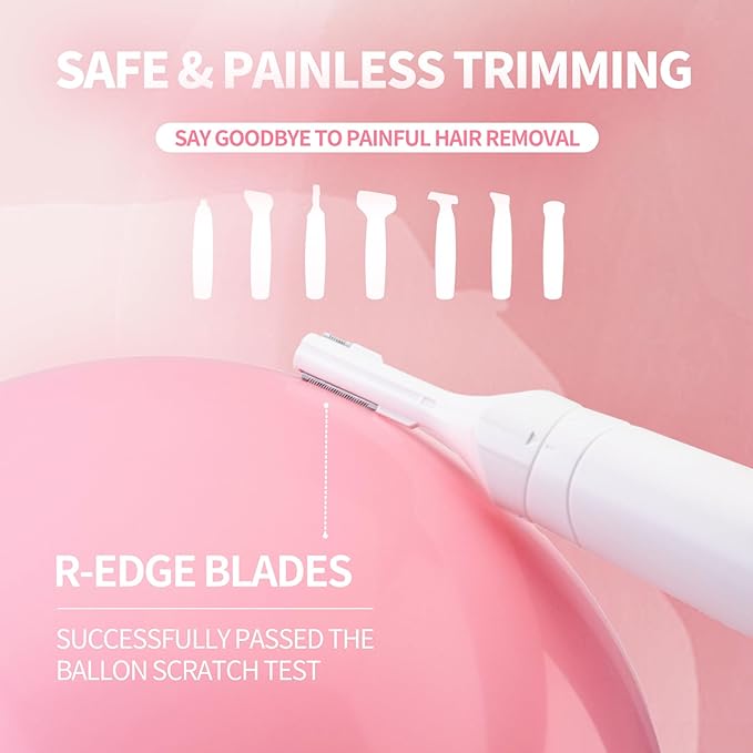 7-in-1 Electric Razor for Women - Painless Facial Hair Removal & Bikini Trimmer, Nose Eyebrow Pubic Hair Shaver with Replaceable Razors, Waterproof Women's Grooming Kit & Electric Shaver-Velvo Beauty