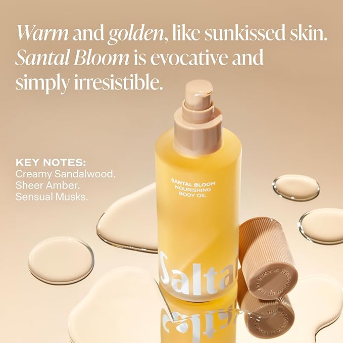 Saltair Body Oil. Luxurious Santal Bloom After Shower and Bath Oil Moisturizer for Women and Men. Botanical, Non-Greasy, and Well-Absorbing Lotion for Hydrating Dry Skin. 4oz Pump Bottle-Velvo Beauty