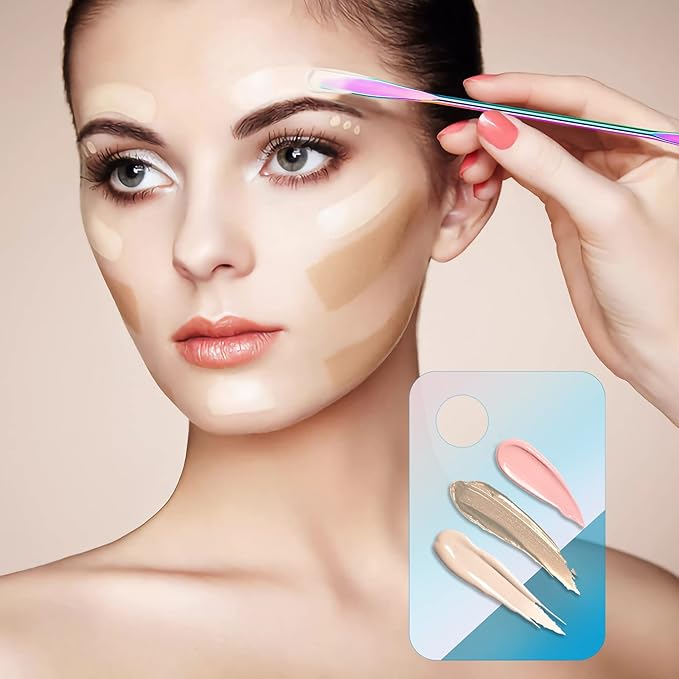 Makeup Spatula Korean Set, Senbos Professional Acrylic Makeup Palette with 2 Pcs Spatula Tool, Tray Apply for Foundation Eye Shadow Lipsticks Nail Art Pigment Blending Set with Leather Covers-Velvo Beauty