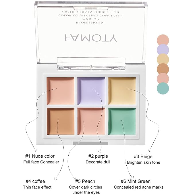 6 Colors Correcting Concealer Palette, with 11 Pcs Complete Function Makeup Brush Set, Contouring Foundation/Concealer Palette for Conceals Dark Circles, Redness, Acne, Blemish-Velvo Beauty