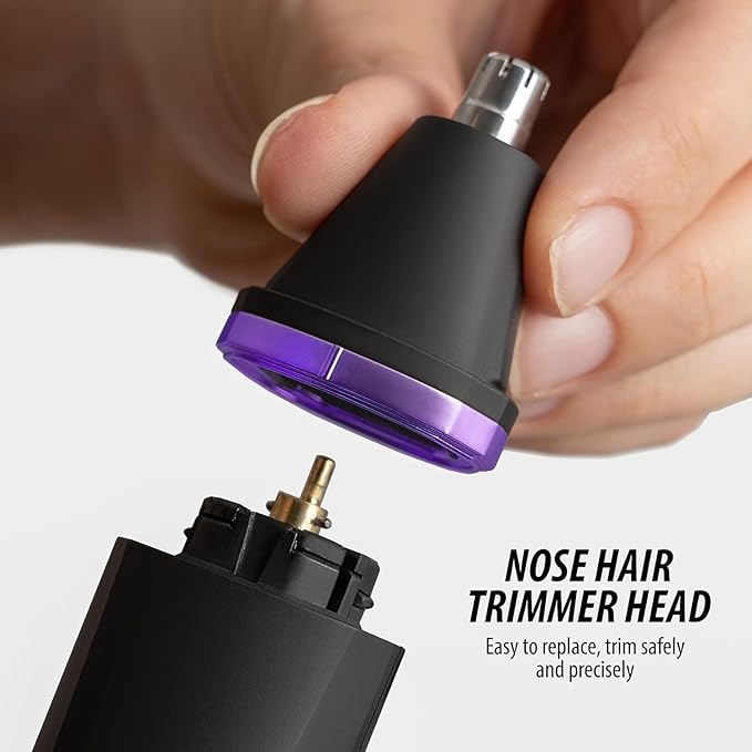 OLOV Electric Body Hair Trimmer - Groin Trimmer for Men - Bikini Trimmer Women - Wet/Dry Shaver Groomer, Replaceable Ceramic Blade Heads, USB Recharge Dock, Waterproof Hygiene Razor, Black Violet-Velvo Beauty