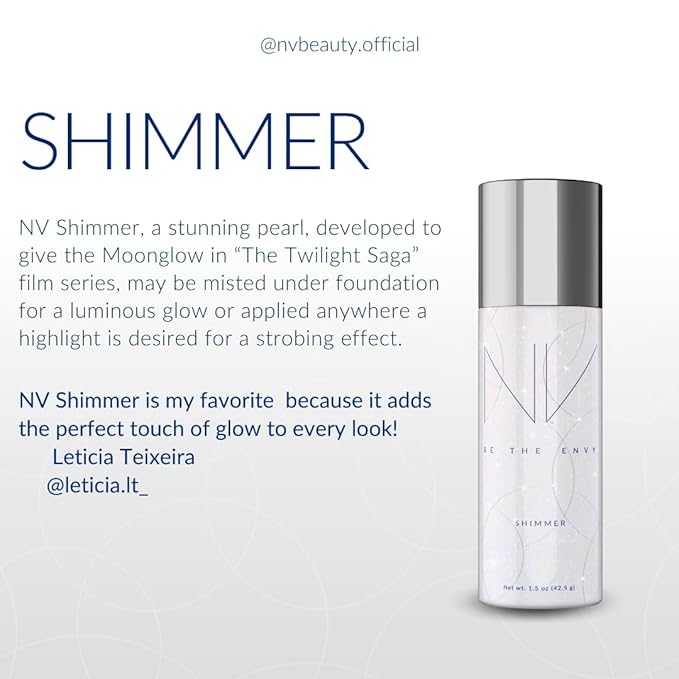 NV Perfecting Mist Shimmer Buildable Coverage Professional Airbrush Makeup with Plant-based Stem Cell Polypeptides, Vitamins A, D, E and Aloe, 1.5 ounces. SHIMMER-Velvo Beauty