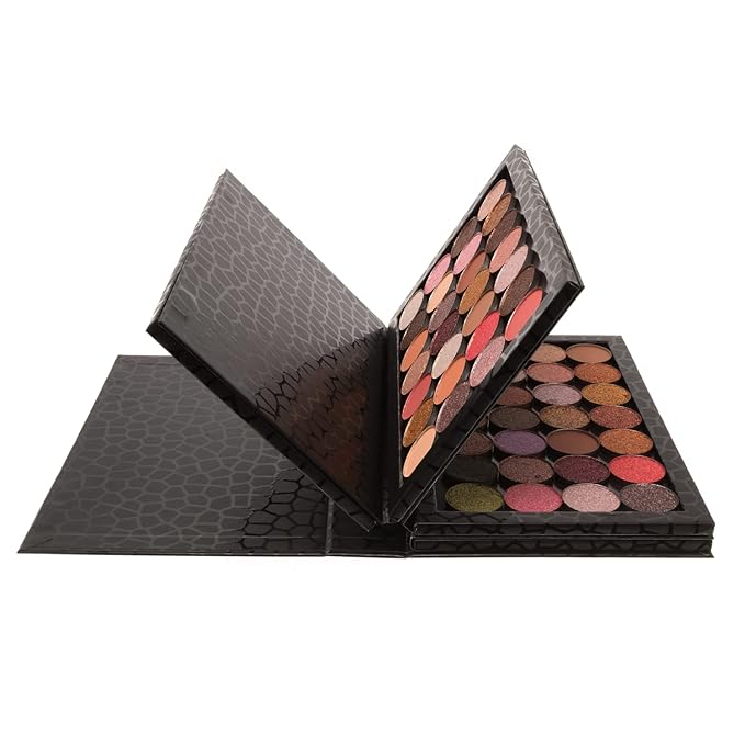 4-Layer Book Shaped Magnetic Palette Large Empty Makeup Palette Storage Box for Eyeshadow Lipstick Blush Powder (Black)-Velvo Beauty
