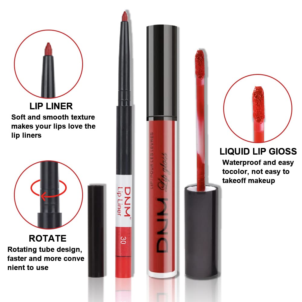 evpct 2Pcs Dark Oxblood Red Matte Lip Liner and Lipstick Combo Lip Gloss Stains Pencil Makeup Set Women Long Lasting 24 Hours Liquid Lipstick and Lip Liner Set labiales mate 24 horas originales-Velvo Beauty