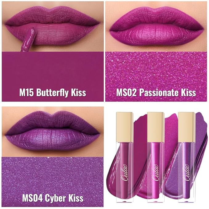 Oulac Matte Liquid Purple Lipstick for Women, Makeup Long Lasting High Impact Lip Color, Waterproof, Creamy Formula Lip stick with Vitamin E, Vegan & Cruelty-Free, 4.5ml (MS04)-Velvo Beauty