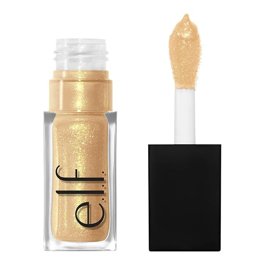e.l.f. Glow Reviver Lip Oil, Nourishing and Hydrating with High-Shine Glimmer Finish & Sheer Wash Of Color, Minty Scent, Non-Sticky, Vegan & Cruelty-free, Citrine Gleam-Velvo Beauty