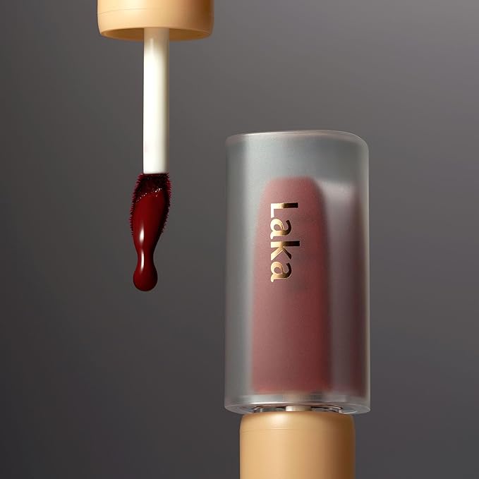 Laka Fruity Glam Tint, 4.5g/0.15 oz., Glowing Lip Stain with Wide Color Spectrum, Hydrating & Lightweight Texture, Long-Lasting Bold Stain, Non-Sticky, Vegan, K-Beauty (#123 Unsweet Berry)-Velvo Beauty