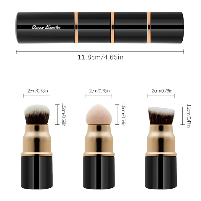 3 in 1 Professional Liquid foundation Makeup Brush Set Kabuki Face Blush Foudation Brush Powder Sponge for Powder/Liquid/Cream Travel Cosmetics Makeup Brushes with Cap-Velvo Beauty