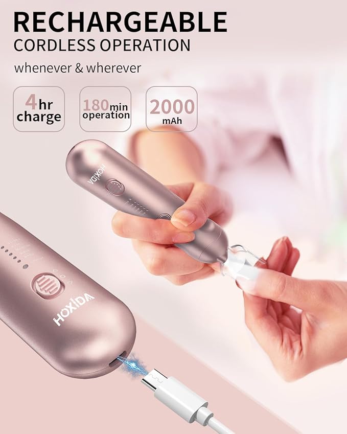 Manicure Pedicure Kit with Case, Professional Nail Grinder for Senior Thick Toenail, Cordless Electric Nail File, 5 Speeds Pedicure Tools for feet Callus Remover, Nail Drill for Women Hand Feet Care-Velvo Beauty
