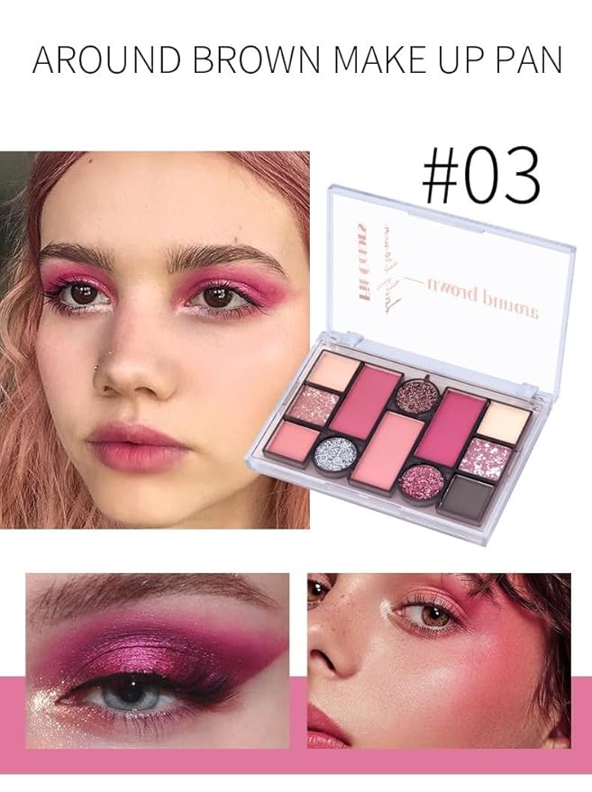 12 Colors Mini Glitter Eyeshadow Makeup Palette, Sexy Purple Shimmer Blush Highly Pigmented, Waterproof&Long Lasting paletas de sombras para de ojos, Quick Create a Flawless Look (03)-Velvo Beauty