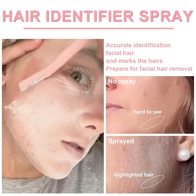 Hair identifier Spray for Face Shaving, Skin Body Hair Identifying Spray With Razors, Moisturizing and Skin Care Dermaplaner Spray, Women Dermaplaning Tool for Face-Velvo Beauty