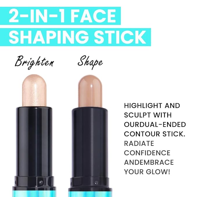 evpct 2in1 Face Shaping & Contouring Stick Cream Contour Concealer Bronzer Stick Makeup Kit for Beginner Face Highlighter Makeup Stick contorno maquillaje de maquillaje profesional, 01 NEW Fair-Velvo Beauty