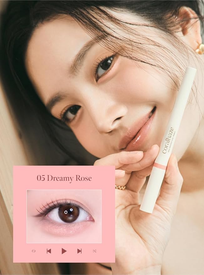 CORALHAZE Idol AEGYO-SAL Maker 05 Dreamy Rose, 2-in-1 Under-Eye Highlighter and Contour Liner for Bright, Voluminous Eyes, Long-Lasting, Smudge-Proof Shimmer Stick with Natural Glow, Korean Beauty-Velvo Beauty