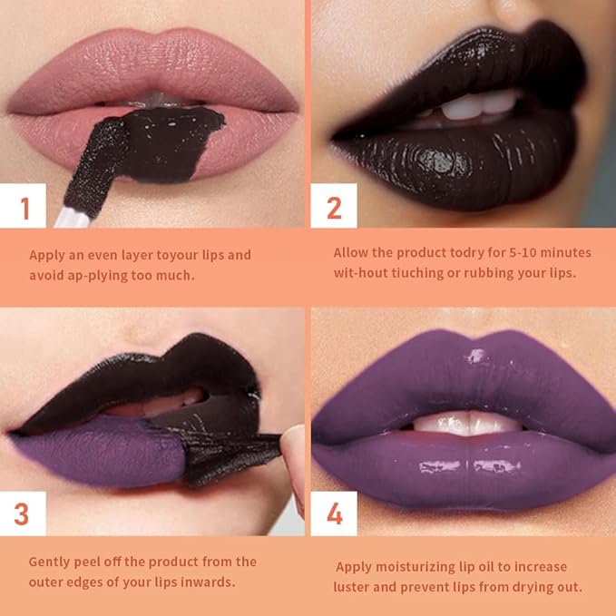 Plum Purple Peel Off Lip Gloss Masque,Lip Stain Peel Off Tattoo-Peel Off Lip Tint and Lip Oil 2-in-1,Long Lasting Waterproof Transfer-proof Lip Mask Lip Gloss Peel Off Lip Liner,for All Skin Type 08#-Velvo Beauty