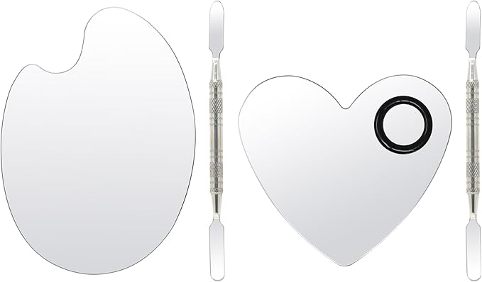 yueton 2SET Stainless Steel Color Palette Makeup Mixing Palette Nail Tools Palette Metal Foundation Makeup Palette for Beauty Color Matching Tools-Velvo Beauty