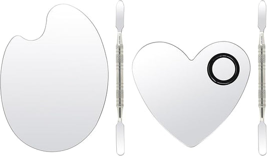 yueton 2SET Stainless Steel Color Palette Makeup Mixing Palette Nail Tools Palette Metal Foundation Makeup Palette for Beauty Color Matching Tools-Velvo Beauty