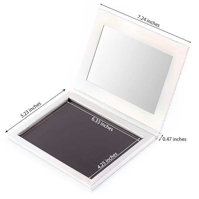Magnetic Palette Mermaid Empty Makeup Palette with Mirror and 30Pcs Adhesive Empty Palette Metal Stickers for Eyeshadow Lipstick Blush Powder (Silver)-Velvo Beauty
