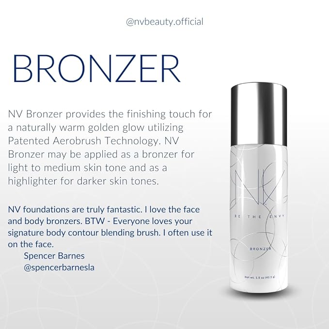 NV Perfecting Fine Mist Bronzer Buildable Coverage Professional Airbrush Makeup with Plant-based Stem Cell Polypeptides, Vitamins A, D, E and Aloe, 1.5 ounces, BRONZER-Velvo Beauty