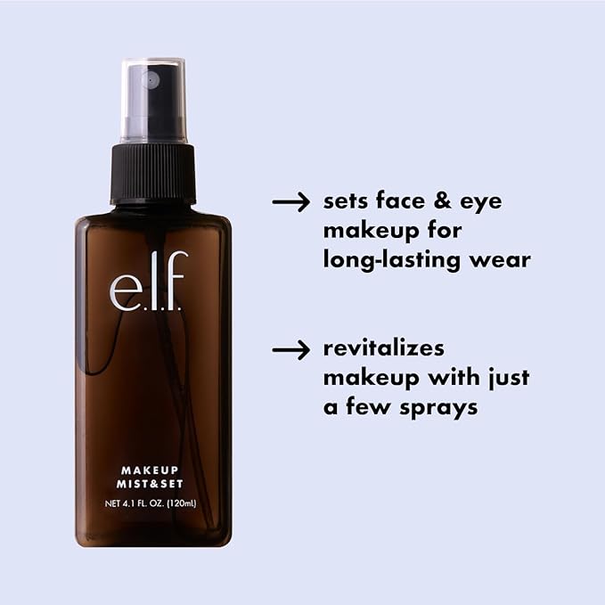 e.l.f. Makeup Mist & Set, Hydrating Setting Spray For Setting & Reviving Makeup, Soothes & Hydrates Skin, Infused With Vitamin A, Vegan & Cruelty-free, 4.05 Fl Oz (120 ml)-Velvo Beauty