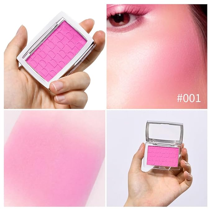 Pink Powder Blush Palette, Multi-Use Makeup Blusher Pink Face Powder for Eyes, Lips, Cheeks, Blendable Formula-Velvo Beauty