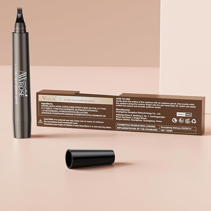 AWROSE Eyebrow Pencil, 3D Waterproof Microblading Eyebrow Pen 4 Fork Tip Tattoo Pencil, Precise Natural Brow Magic Eyebrow Pencil with Hair Like Strokes, 4 Points Multi-Used Eye Brow Pencils for Women-Velvo Beauty