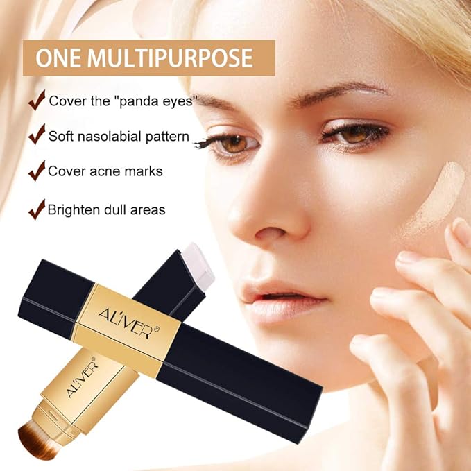 2 IN 1 Design Foundation & Brush, Face Makeup Foundation, Portable Makeup Concealers, Color Changing Foundation, Concealer Cover Concealer-Velvo Beauty