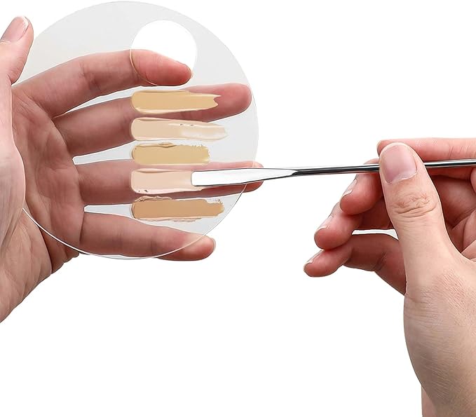 2PCS Makeup Mixing Palette with 2PCS Metal Spatula, Mixing Pigment Palette, Round White Clear Foundation Palette for Make up Eyeshadow Liquid Foundation Cosmetic Nail-Art Pigment Mixing Color-Velvo Beauty