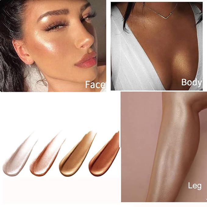 2 Pack Body Luminizer,Shimmer Body Highlighter Makeup Liquid Gloss Makeup for Glitte Face Body Gloss Cream.(104 Soft Yarn Pink)-Velvo Beauty