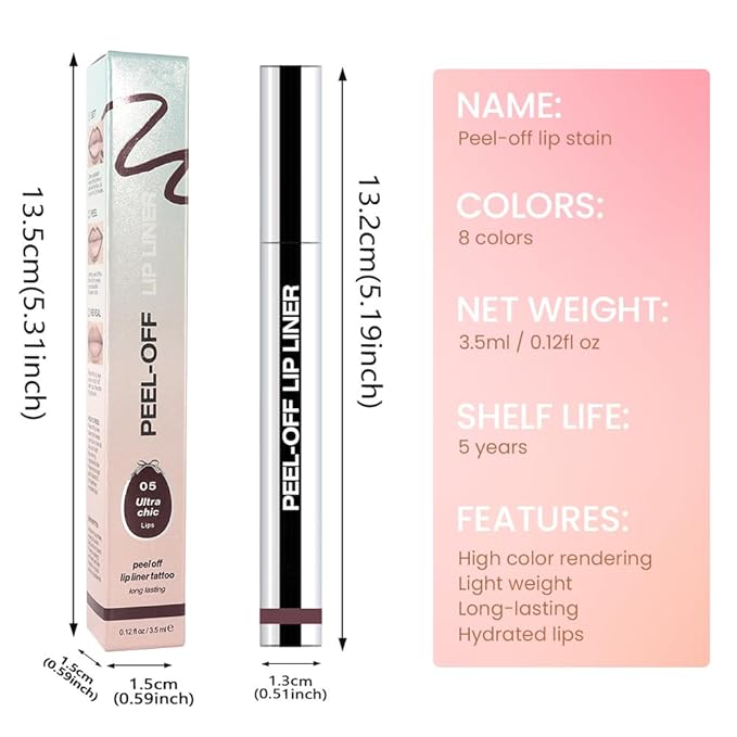 Matte Lip Gloss Stain-Peel Off Lip Liner Tattoo, Dark Brown Lip Tint,Long Lasting Peel Off Lip Stain, Waterproof Transfer-proof Lip Mask Lip Liner Peel Off Lip Gloss,Stayn Lip Makeup. #05-Velvo Beauty