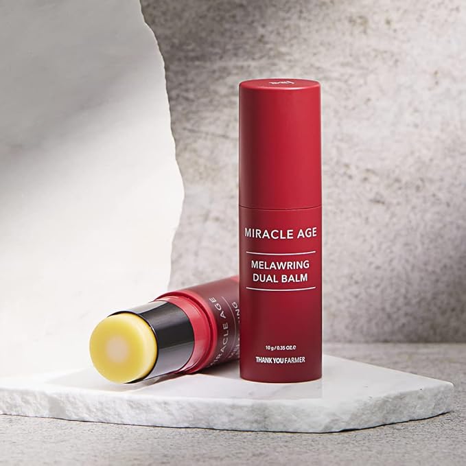 THANKYOU FARMER Miracle Age Melawring Dual Balm, Korean Eye Cream for Face, Fast-absorbing Anti Wrinkle Balm Stick, Crows Feet Eye treatment Product, Fine Lines Lifting, 0.35oz-Velvo Beauty