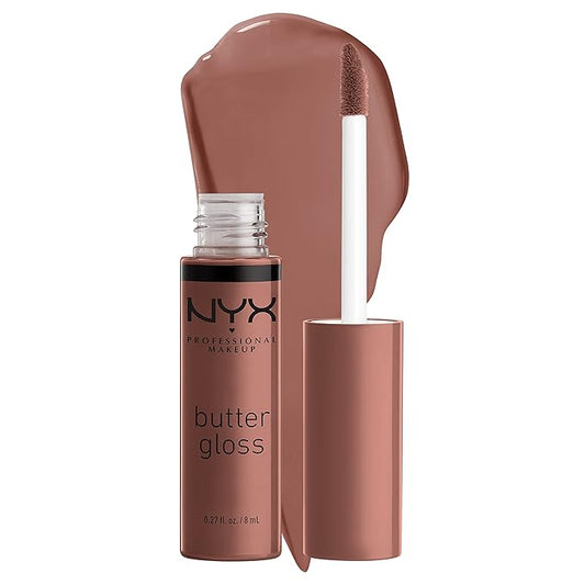 NYX PROFESSIONAL MAKEUP Butter Gloss Brown Sugar, Non-Sticky Lip Gloss - Butterscotch (Neutral Light Brown)-Velvo Beauty