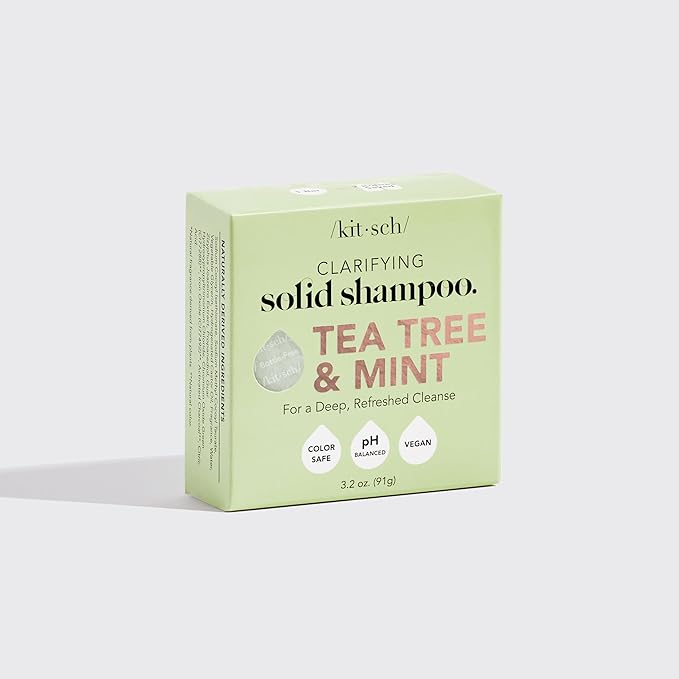 Kitsch Tea Tree & Mint Shampoo Bar - Anti Dandruff Shampoo for Itchy Scalp and All Hair Types - Natural Hair Shampoo Bar with Mint - Vegan Hair Care, Paraben & Sulfate Free, Made in USA - 3.2oz-Velvo Beauty