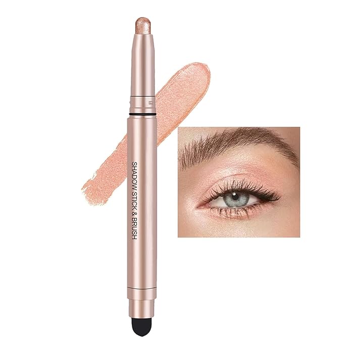 Champagne Eyeshadow Stick, Shimmer Cream Single Eyeshadow Pencil High Pigmented Eye Shadow Brightener Stick, Hypoallergenic Waterproof Long Lasting Highlighter stick Create Multi-Dimensional Eyes Look-Velvo Beauty