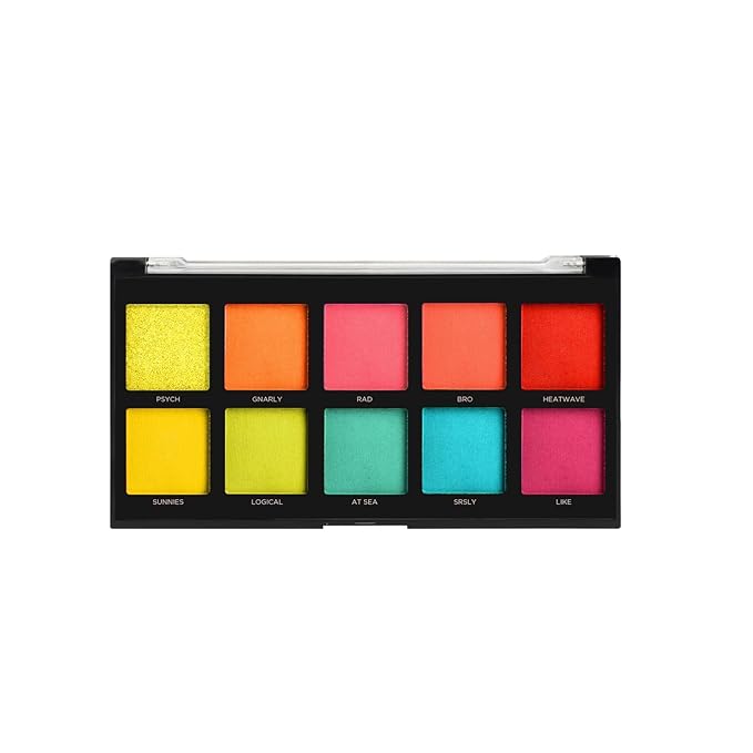 Profusion Cosmetics 10 Shade Eyeshadow Palette - High Pigmented Multi-Finish Colors, Vegan & Cruelty-Free, Create Stunning Looks On-the-Go - Travel-Friendly & Versatile Makeup, NEON-Velvo Beauty