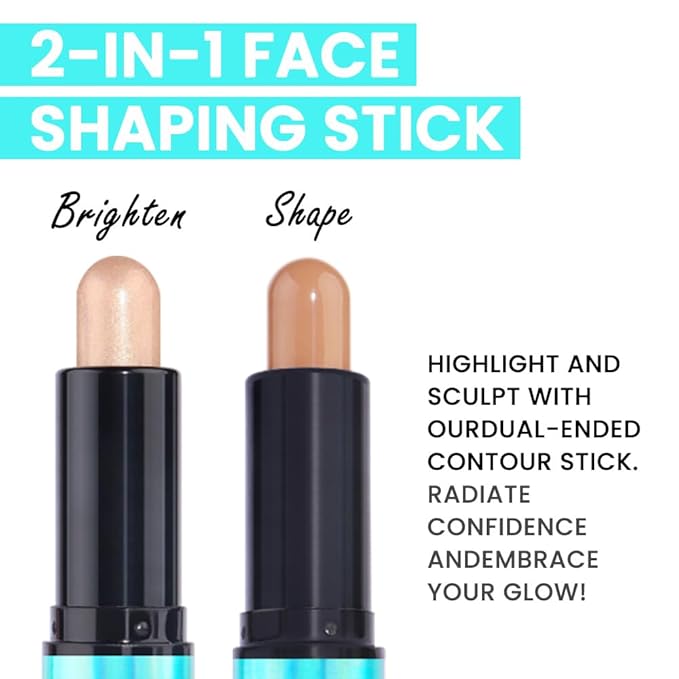 evpct 2in1 Face Shaping & Contouring Stick Cream Contour Concealer Bronzer Stick Makeup Kit for Beginner Face Highlighter Makeup Stick contorno maquillaje de maquillaje profesional,NEW Medium-Velvo Beauty