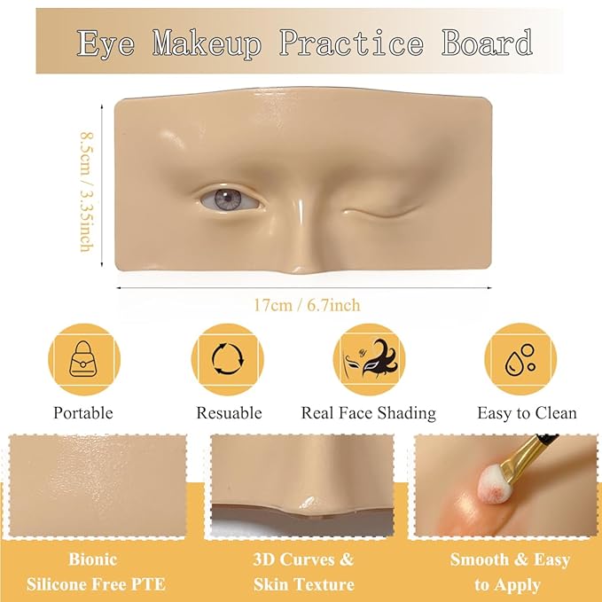 Makeup Practice Face, Makeup Mannequin Face with Makeup Practice Face Board, 3D Reusable Practice Eye Makeup Face Eyeshadow Mannequin for Professional Makeup Artists and Beginner to Practice Makeup-Velvo Beauty