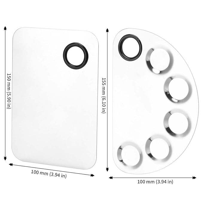 4 Pack Metal Makeup Palette, Makeup Mixing Palette with Spatula Makeup Palette Mixer Tray for Color Mixing and Makeup, Silver(2 Sizes)-Velvo Beauty