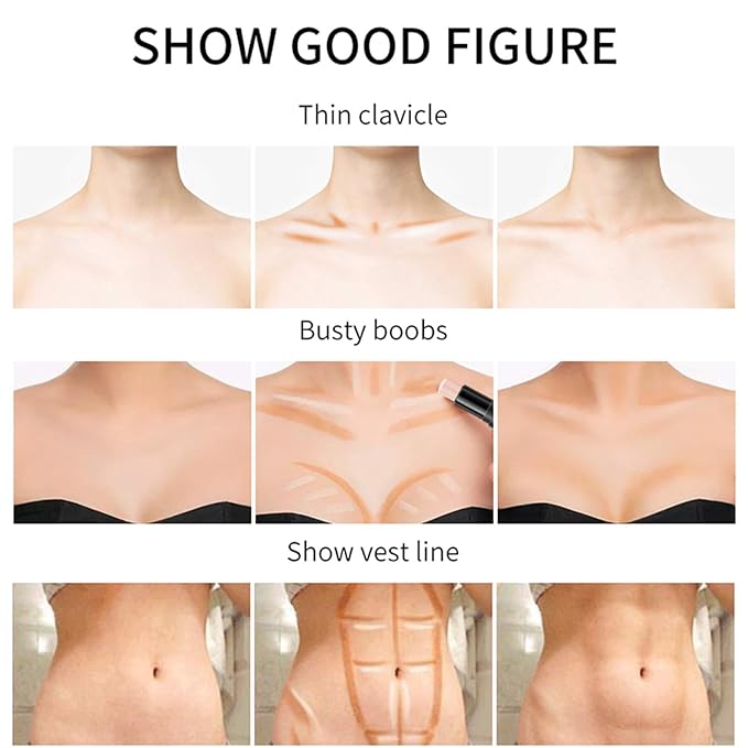 Double-End Contour Highlighter Stick Contour Stick, Face Highlighter, Contour Makeup Contouring Sticks Cream Concealer (2)-Velvo Beauty