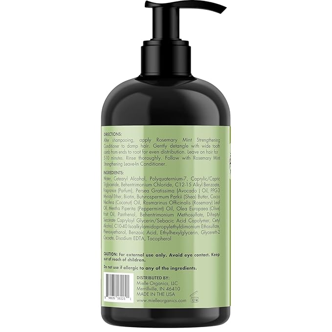 Mielle Organics Rosemary Mint Strengthening Shampoo and Conditioner Infused with Biotin, Cleanses and Helps Strengthen Weak and Brittle Hair, 12 Ounces-Velvo Beauty