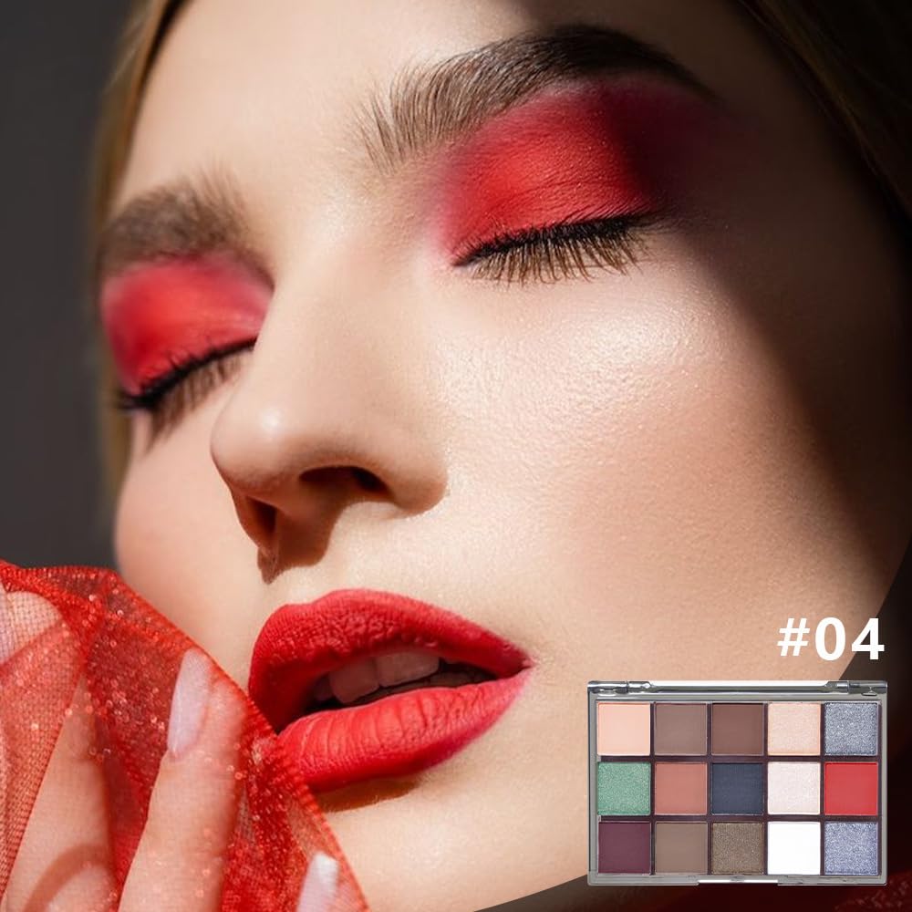 Smokey Red Eye Shadow Makeup Palette,15 Colors Gray Silver Brown Dark Shimmer Matte Makeup Pallet,Long Lasting Waterproof for Daily and Halloween,Vegan,Cruelty -free-Velvo Beauty
