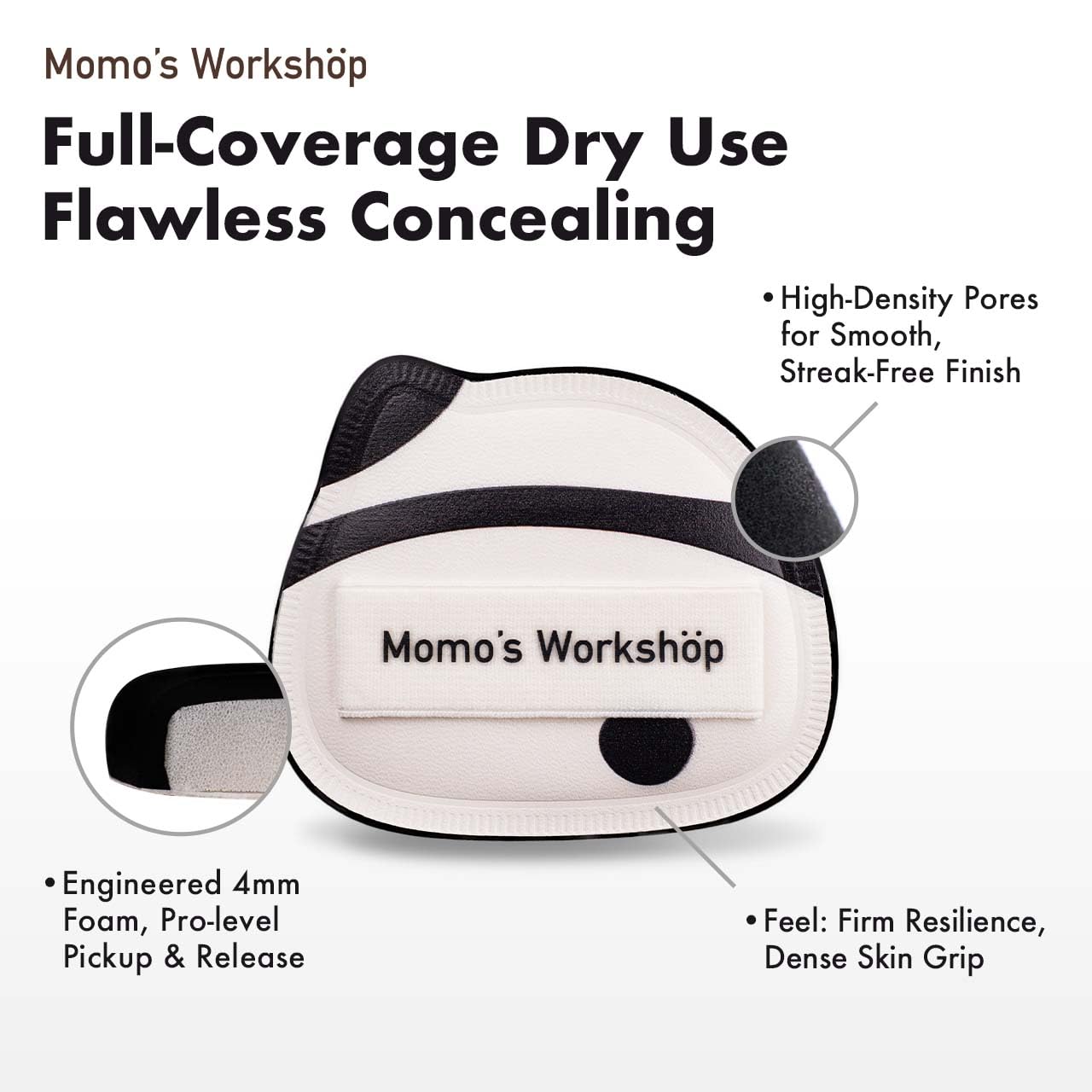 Panda Air Marshmallow Puff,Makeup Sponge,Rubycell Material,Pointed Tip for Concealer + Flat Side for Foundation, Longwear Makeup, Travel Friendly & Reusable,2pcs Puffs & Storage Case-Velvo Beauty