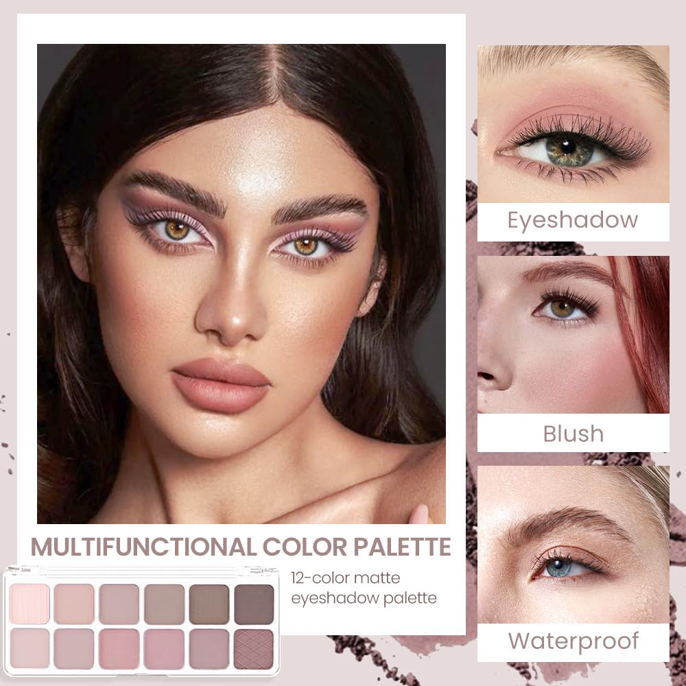 AMY'S DIARY 12Color Light Pink Purple Eyeshadow Palette, Long-Lasting, and Highly Pigmented. Elevate Your Eye Makeup– Unleash Your Unique Style (08#)-Velvo Beauty