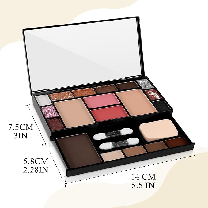 Makeup Palette Set, Makeup Kit for Women, 19 Color Makeup Set Include Matte Glitter Eyeshadow, Contour, Highlighter, Concealer, Eyebrow Powder, Blush, Mirror, Makeup Brush, Sponge-Velvo Beauty