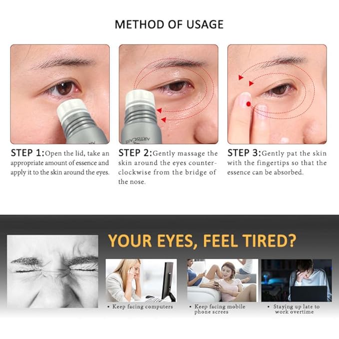 Peptide Under Eye Roller Serum With Roller Balls For Dark Circles And Puffiness | Massage Ball Cream for Fine Lines and Wrinkles | Hydrates Brightens Under Eye Area Restores Skin Firmness (PEPTIDE)-Velvo Beauty
