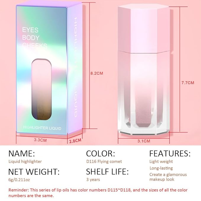 evpct Mermaid Pink Highlighter Makeup Liquid Blue Purple Green Glitter Iridescent Face Festival Highlighter Makeup Waterproof Long Lasting Halographic Shimmer Body Highlighter makeup Palette Stick-Velvo Beauty