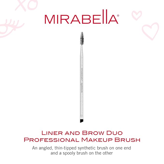 Mirabella Liner & Brow Duo Brush, Premium Professional Makeup Brush Collection, Cruelty-Free Synthetic Bristle Brush, Hand-Sculpted Brushed Aluminum Handle, Luxury Blending Brush for Makeup-Velvo Beauty