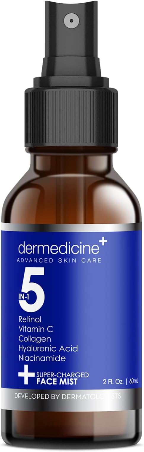 5 in 1 Super Charged Anti-Aging Face Mist w/Retinol, Vitamin C, Collagen, Hyaluronic Acid & Niacinamide | Hydrates, Refreshes & Brightens for a More Glowing Complexion | 2 fl oz, 60 ml-Velvo Beauty