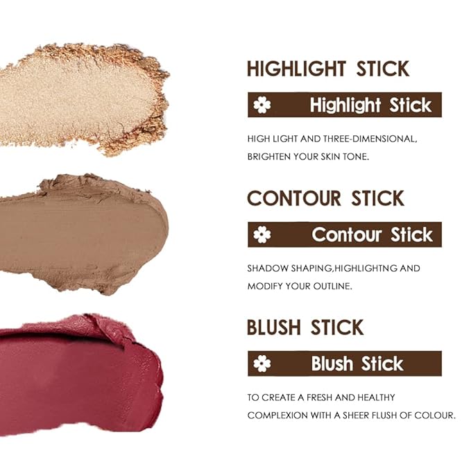 Blush Stick, Matte Cream Blush Stick for Cheeks, Eyes and Lips Natural Blush Makeup Waterproof Long Lasting(07 Rose Blush Stick)-Velvo Beauty
