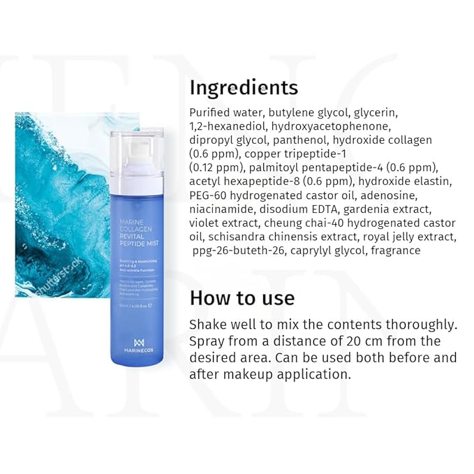 Marine Collagen Revital Peptide Mist 120ml ㅣ Fine Facial Spray for Hydration Soothing Glow ㅣ Daily Moisture Mist with Centella and Peptides-Velvo Beauty